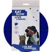 Eat Slow Live Longer runde Leckmatte mit tiefen Fächern blau, Durchmesser: 21 cm