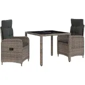 vidaXL Outdoortisch-Set 3 pcs Hellgrau und Dunkelgrau 90 x 90 x 75 cm