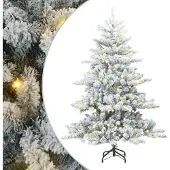 Syfax Künstlicher klappbarer Weihnachtsbaum Weiß 150 cm PVC und Stahl