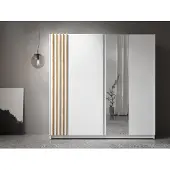 AX Living Kleiderschrank weiß mit Spiegel 200 cm – Beralto mit Lamellen