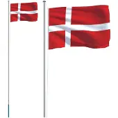 Syfax Flagge Dänemarks mit Mast 6,08 m Aluminium