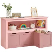 Vasagle Kinderregal mit Rollen 30 x 102 x 60 cm pastellrosa LHS380R02