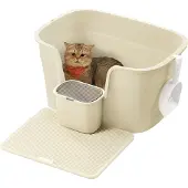Feandrea Katzenklo groß mit hohen Seitenwänden und Schaufel sandbeige PPT003L01
