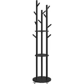 Vasagle Garderobenständer mit Massivholz-Haken und Ablagen RCR023B01