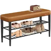 Vasagle Schuhbank EKHO, schwarz / braun, aus Metall, 2 Ebenen für 10 Paar, 100 x 50 x 30cm