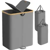 Songmics Wäschekorb mit zwei Fächern und Deckel LCB523G01
