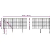 vidaXL Maschendrahtzaun mit Bodenhülsen Anthrazit 1x25 m