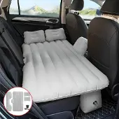 HDeye Auto-Luftmatratzenbett zum Schlafen – Tragbare Luftmatratze mit 2 Kissen & 12V-Pumpe, Grau️