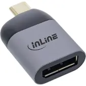 InLine USB Display Konverter, USB-C Stecker zu DisplayPort Buchse 8K60Hz, 7680 x 4320 Pixel, 60 Hz, Grau, Windows 10, MacOS, Android