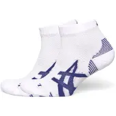 Asics AEG 2er-Pack Cushioned Run Quarter Socken Weiß Blau, Größe XL