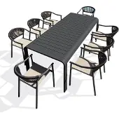DCB Groupe 8-sitzige Garten-Essgruppe aus anthrazitfarbenem Aluminium