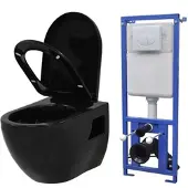 Helloshop26 - Komplettes wandhängendes WC-Set mit verdecktem schwarzem Keramikspülkasten 02_0003580