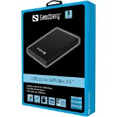 Sandberg USB 3.0 to SATA Box 2.5'', HDD / SSD-Gehäuse, 2.5", SATA, 5 Gbit/s, USB Anschluss, Schwarz