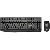 Vultech KM-821W, Kabellos, RF Wireless, Membran Key Switch, QWERTY, Schwarz, Maus enthalten