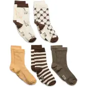 Minymo Socken - 5er-Pack - Cocoa Brown m. Muster - - 35/38 - Socken