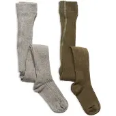 Minymo Strumpfhosen - 2er-Pack - Solid Rib - Light Grey Melange - - 104/110 - Strumpfhosen