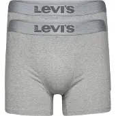 Levi's Boxershorts "LEVIS MEN MEL WB BOXER BRIEF ORG CO 2P", Herren, Gr. S, grau (mid grau melange), Obermaterial: 95% Baumwolle, 5% Elasthan, körpernah, Unterhosen Boxershorts, mit breitem Logobund