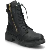 Rieker Winterstiefelette , Damen, Gr. 39, Warmfutter, schwarz, Lederimitat, unifarben, Schuhe Winterstiefelette, Schnürboots, Schnürstiefelette, Blockabsatz, mit markanter Profilsohle, Topseller