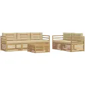 Syfax Outdoor-Sofagarnitur 6 pcs Weiß und Beige