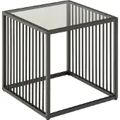 Home4You Strington Couchtisch Ecktisch 40x40x40cm Glas, grau.