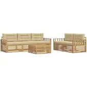 Syfax Outdoor-Sofagarnitur 6 pcs Weiß und Beige