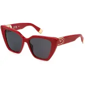 Furla SFU879 Damen-Sonnenbrille Vollrand Cat Eye Kunststoff-Gestell, rot