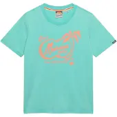 Superdry für Damen. W1011746A Roadside Trade Entspanntes T-shirt türkis (XXS), Lässig, Baumwolle, Kurzarm