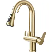 OEM Wasserhahn, Dual-Handle, Ausziehbare Sprühdüse, Bürste Gold