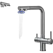 OEM Küchenarmatur, Dual-Handle, Warm- und Kaltwasser, Waffen-Grau