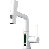 OEM Waschtischarmatur, LED-Licht, Ausziehbare Sprühdüse, Weiß