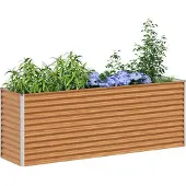 vidaXL Hochbeet Hellbraun 195 x 50 x 68 cm Verzinkter Stahl