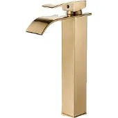 OEM Wasserfall Badezimmerwaschtischarmatur, Einhebel-Design, gebürstete goldene Oberfläche, Gebürstetes Gold-H