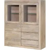 MASSIVMOEBEL24.DE MASSIVMOEBEL24 Highboard Mango 128x40x145 weiß lackiert TORONTO #303