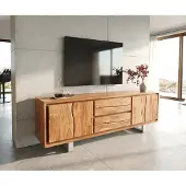 DELIFE - Fernsehtisch Live-Edge Akazie Natur 200 cm 2 SchÌbe 2 TÌren Lowboard, Maße: B200 x T45 x H66 cm