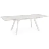 Natur24 Tisch Jarkko 190-240 x 90 x 75 cm Stahl Weiß