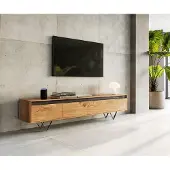 DELIFE Designer-Lowboard Stonegrace 200 cm Akazie Natur Schiefer 4 Schübe