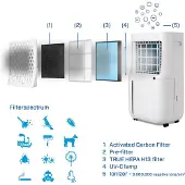 Clean air optima Luftentfeuchter und Luftreiniger - CA-707 SMART- Geeignet bis 70m²/175m³, 290 W, 330 W, 220 - 240 V, 50 Hz, 340 mm, 240 mm