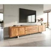 DELIFE Lowboard Live-Edge 300 cm Akazie Natur 4 Türen 2 Schübe