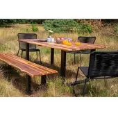 Möbelliebling Garten-Baumkantentisch 180 x 90 cm Akazie U-Gestell Schwarz AVILA