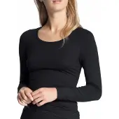 Calida Langarmshirt »Natural Comfort« elastisch, weich, langärmelig, Rundhals-Ausschnitt, atmungsaktiv, Gr. XXS (32/34), black, , 23886240-XXS