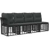 vidaXL Outdoor-Sofagarnitur 6 stk. Schwarz und Dunkelgrau Polyester