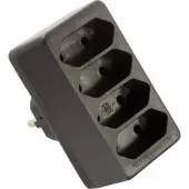 As Schwabe as-Schwabe Schutzkontaktstecker auf 4 Euro-Stecker 230V 16A Adapter Schwarz IP20