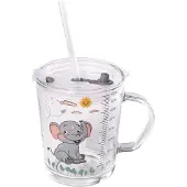 Intirilife Kinder Trinkbecher mit Deckel, Skala und Strohhalm