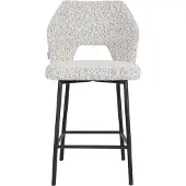 MUST Living Barstuhl Bloom, Bouclé Stoff modern gepolstert, hellgrau, Metallgestell schwarz, bequem für Dein Zuhause