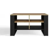 Top E Shop Couchtisch mit 4 Regalen, modern, 4-teilig, Kunsteiche, schwarz