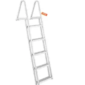 Vevor Dockleiter 5 abnehmbare Stufen 159 kg Tragkraft Pontonbootleiter aus Aluminiumlegierung mit ca. 10 cm breiter Stufe und Rutschfesten Pedalen zum Einsteigen in Schiffe/Seen/Schwimmbäder/Meere