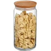 Luminarc Pure Jar - Aufbewahrungsglas mit Holzdeckel - 1,5 l - Glas - (3er-Set)