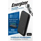 Energizer - 10K Wireless & PD 20W Fast Charge Power Bank - 10000mAh - Black