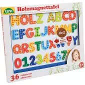 Lena 65822 – Holz Magnettafel Set mit 26 Buchstaben &amp; 10 Zahlen, Lernspielzeug zum Schreiben &amp; Rechnen, für Kinder ab 3 Jahren