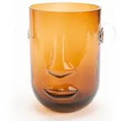 Amadeus Vase Gesicht braun - Rund Glas 14x18.5 cm